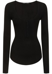 Proenza Schouler Boyd Henley Knit Ribbed Top