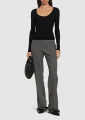 Proenza Schouler Boyd Henley Knit Ribbed Top