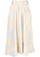 Proenza Schouler Brush Printed Belted Midi Skirt