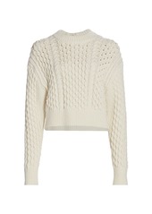 Proenza Schouler Cable Knit Button-Back Wool-Blend Sweater