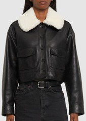 Proenza Schouler Crop Leather Jacket W/shearling Collar