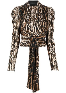 Proenza Schouler leopard-print crepe de chine V-Neck top