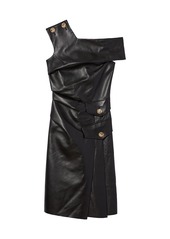 Proenza Schouler One-Shoulder Buttoned Leather Dress