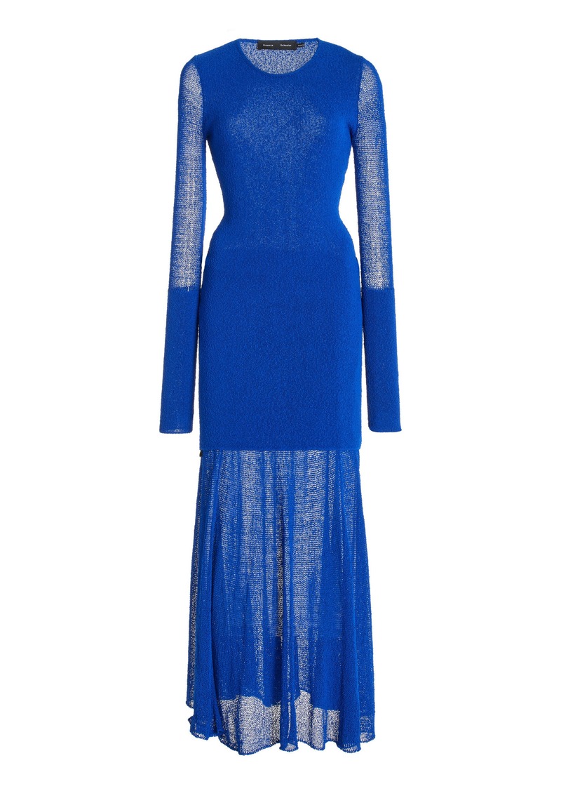 Proenza Schouler - Anita Layered Knit Maxi Dress - Blue - L - Moda Operandi