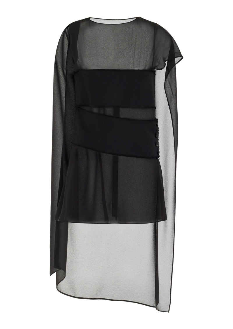 Proenza Schouler - Aurora Paneled Chiffon Top - Black - US 6 - Moda Operandi