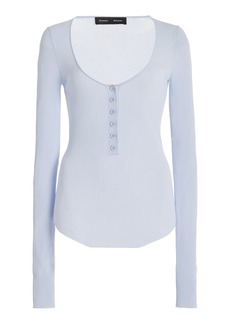 Proenza Schouler - Boyd Jersey Henley T-Shirt - Blue - S - Moda Operandi