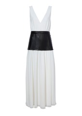 Proenza Schouler - Crepe & Eco-Leather Combo Maxi Dress - White - US 0 - Moda Operandi