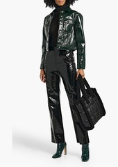 Proenza Schouler - Cropped crinkled faux patent-leather jacket - Green - US 0