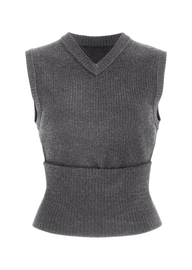 Proenza Schouler - Cruz Convertible Ribbed-Knit Sweater Vest - Grey - L - Moda Operandi