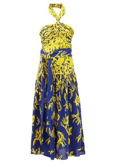 Proenza Schouler - Floral-print Halterneck Dress - Womens - Yellow Multi