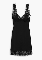 Proenza Schouler - Fringed crochet-trimmed ribbed-knit mini dress - Black - M