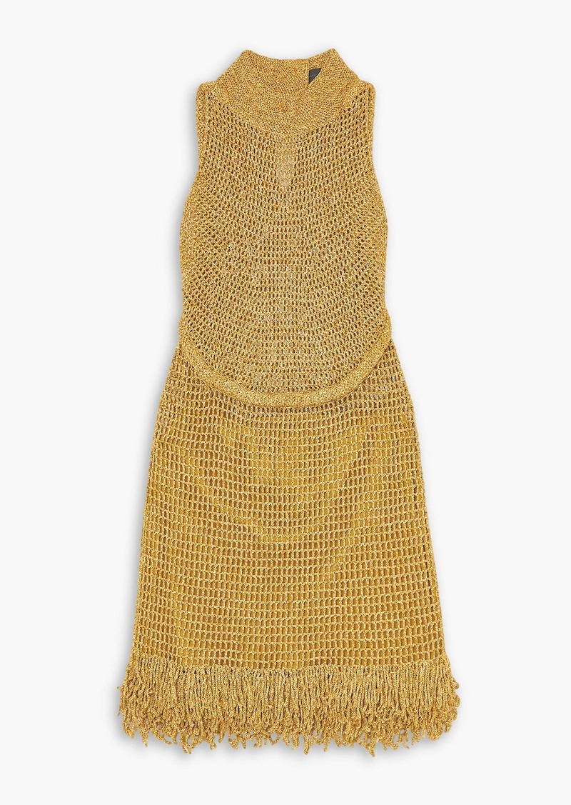 Proenza Schouler - Fringed metallic crocheted dress - Metallic - M