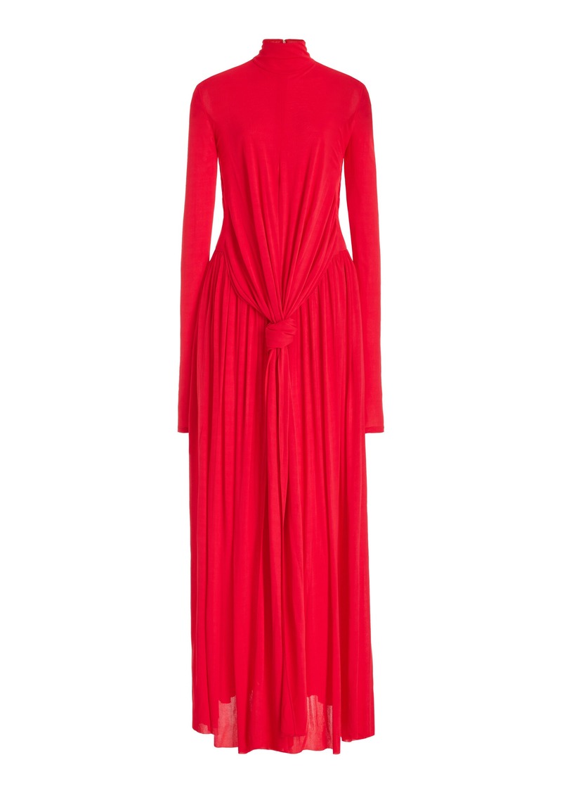 Proenza Schouler - Gathered Crepe Jersey Maxi Dress - Red - US 4 - Moda Operandi