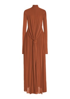 Proenza Schouler - Gathered Crepe Jersey Maxi Dress - Brown - US 2 - Moda Operandi