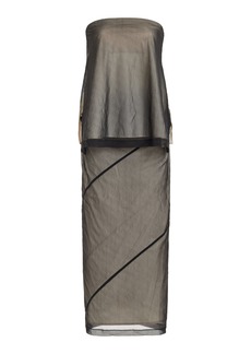 Proenza Schouler - Gwen Strapless Mesh Midi Dress - Light Grey - US 2 - Moda Operandi