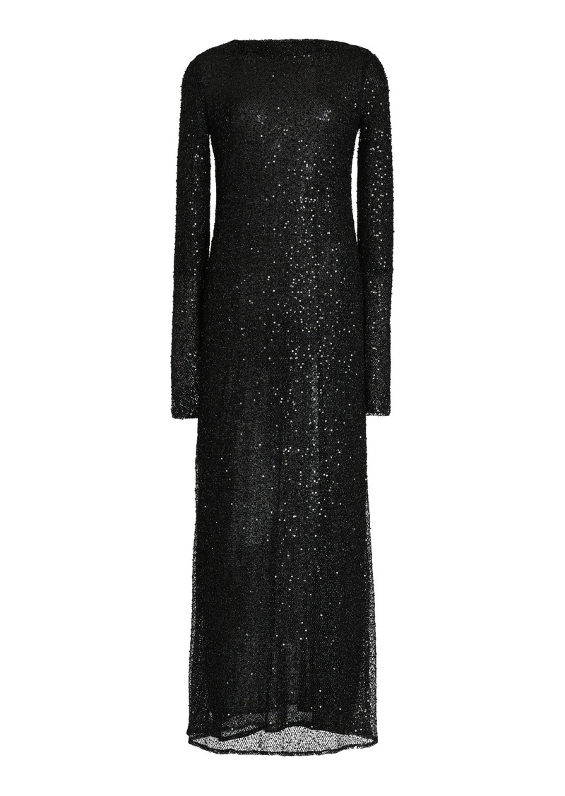 Proenza Schouler - Marlowe Sequined Stretch-Tulle Midi Dress - Black - US 2 - Moda Operandi