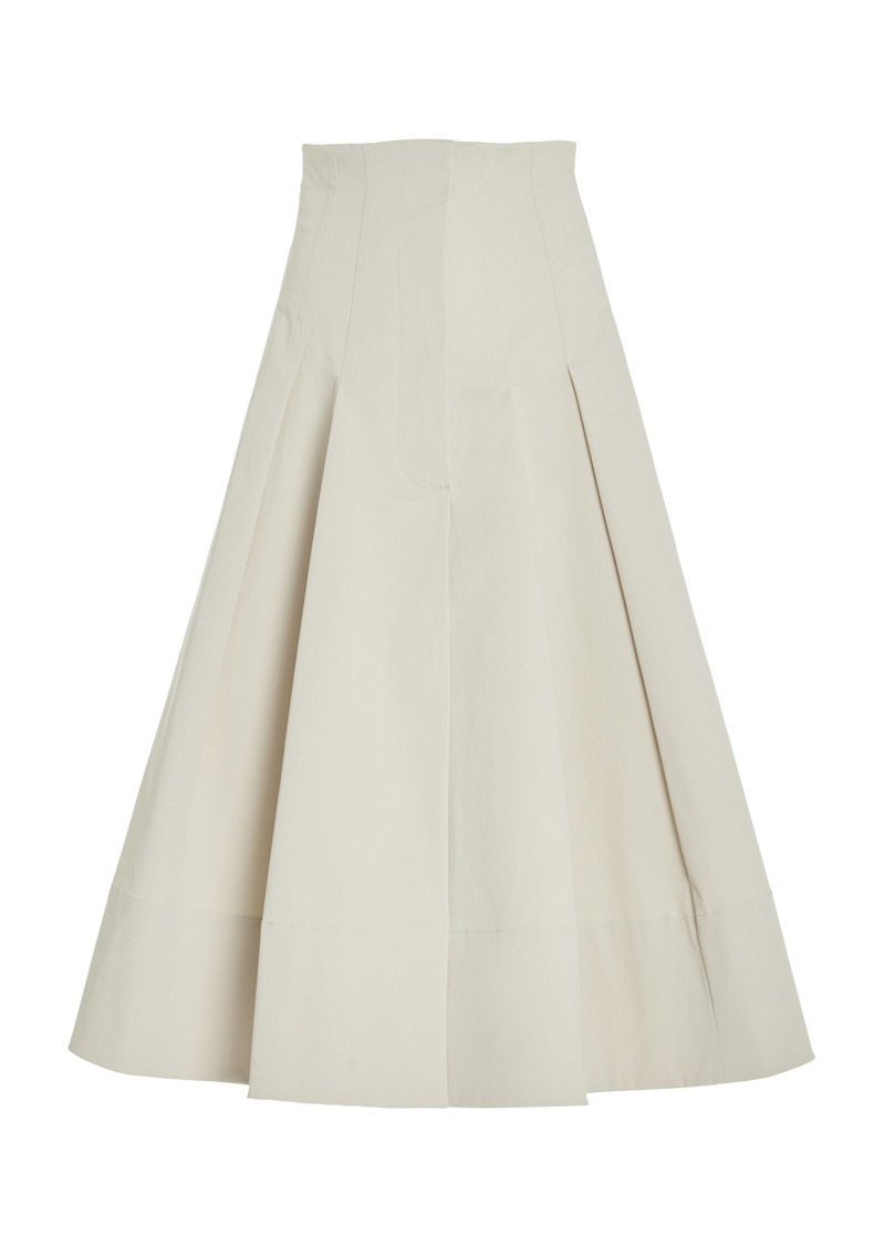 Proenza Schouler - Moore Pleated Stretch-Cotton Twill Midi Skirt - Off-White - US 6 - Moda Operandi