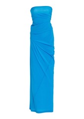 Proenza Schouler - Odette Strapless Silk-Blend Maxi Dress - Blue - US 2 - Moda Operandi