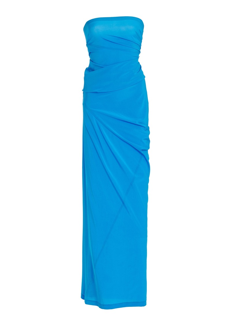 Proenza Schouler - Odette Strapless Silk-Blend Maxi Dress - Blue - US 8 - Moda Operandi