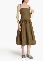 Proenza Schouler - Pintucked cotton-blend poplin midi dress - Green - US 10