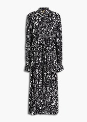 Proenza Schouler - Pleated printed crepe de chine midi shirt dress - Black - US 6