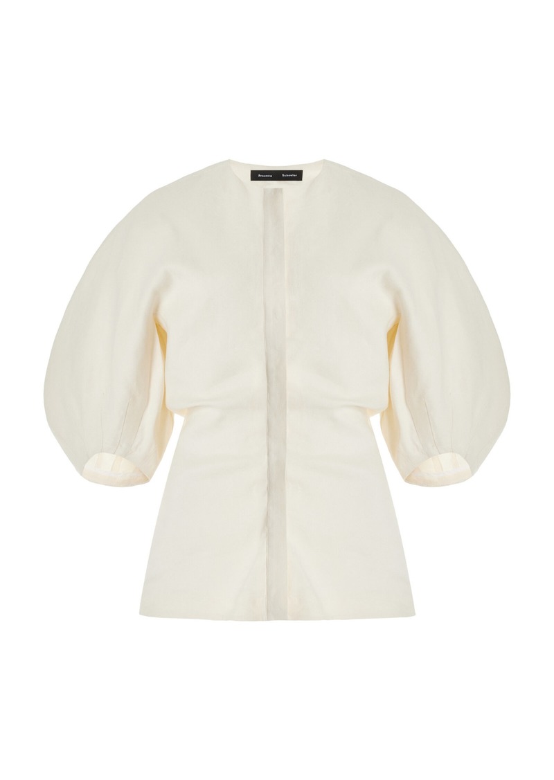 Proenza Schouler - Reagan Puff Sleeve Eco-Linen-Blend Top - White - US 4 - Moda Operandi