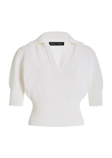 Proenza Schouler - Reeve Knit Cotton-Blend Polo Top - White - XS - Moda Operandi