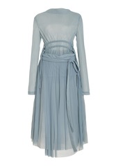 Proenza Schouler - Riley Pleated Mesh Jersey Midi Dress - Light Blue - US 4 - Moda Operandi