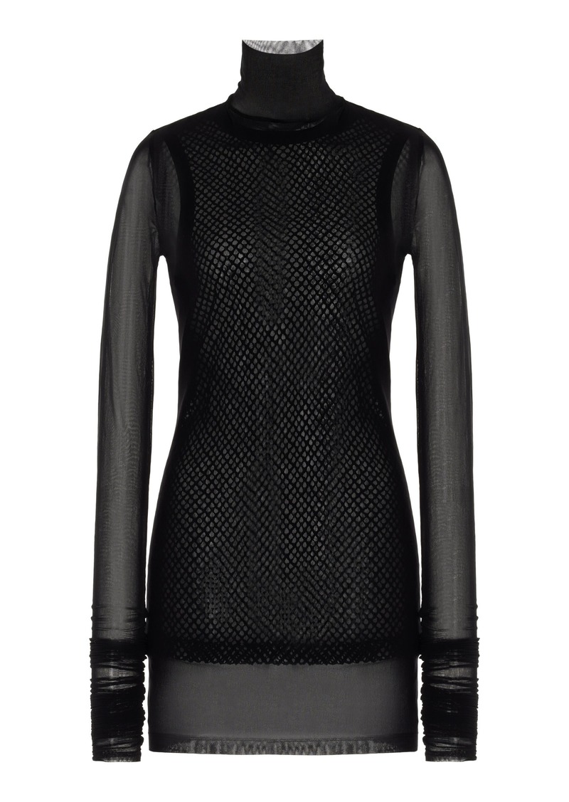 Proenza Schouler - Rio Turtleneck Tulle-Jersey Top - Black - US 4 - Moda Operandi