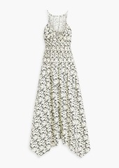 Proenza Schouler - Ruched floral-print cotton-poplin midi dress - White - US 10