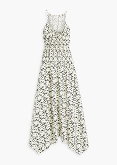 Proenza Schouler - Ruched floral-print cotton-poplin midi dress - White - US 10