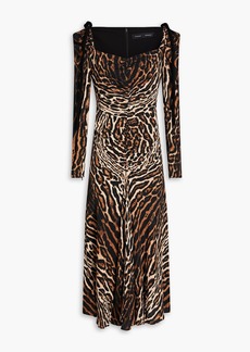 Proenza Schouler - Ruched leopard-print crepe de chine midi dress - Animal print - US 0