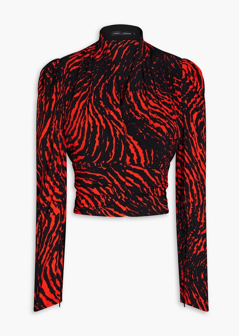 Proenza Schouler - Ruched printed crepe de chine top - Red - US 4