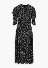 Proenza Schouler - Ruched printed crepe midi dress - Black - US 0