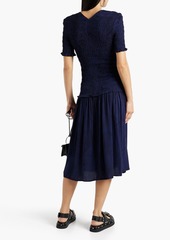 Proenza Schouler - Shirred striped crepe midi dress - Blue - US 4