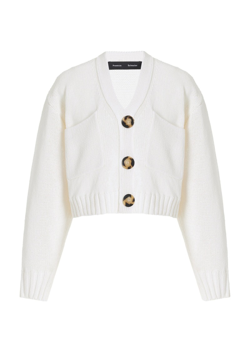 Proenza Schouler - Sofia Cropped Knit Cotton-Blend Cardigan - White - L - Moda Operandi