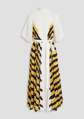 Proenza Schouler - Striped plissé-crepe turtleneck maxi dress - Yellow - US 0