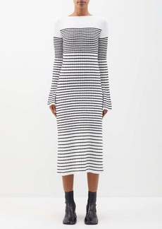 Proenza Schouler - Striped Ribbed-bouclé Sweater Dress - Womens - Black White