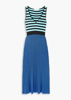 Proenza Schouler - Striped ribbed-knit midi dress - Blue - M