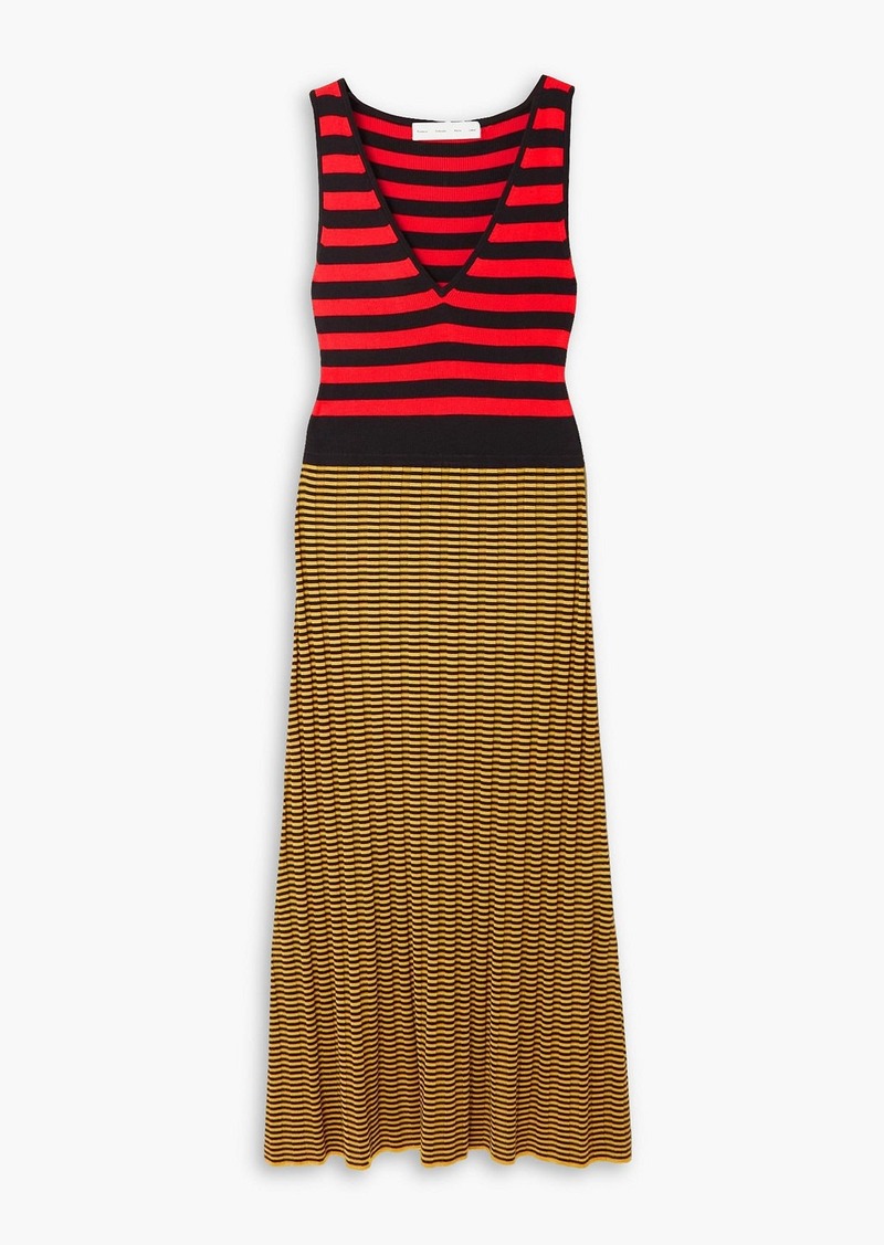 Proenza Schouler - Striped ribbed-knit midi dress - Red - XL