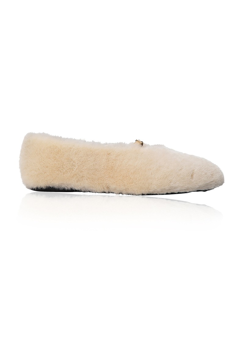 Proenza Schouler - Tee Shearling Mary Jane Flats - Neutral - IT 40 - Moda Operandi