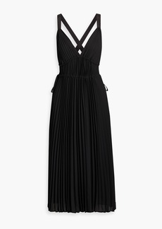 Proenza Schouler - Tie-detailed pleated crepe midi dress - Black - US 2