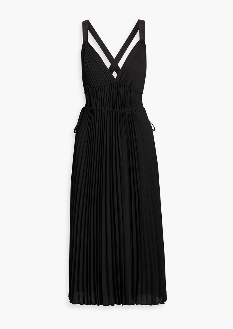 Proenza Schouler - Tie-detailed pleated crepe midi dress - Black - US 2