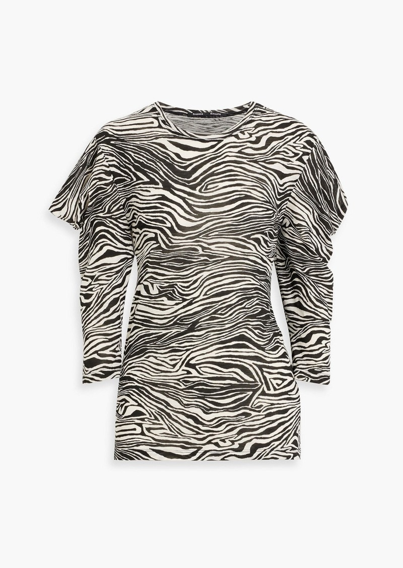 Proenza Schouler - Zebra-print slub cotton-jersey top - Animal print - XS
