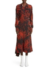 Proenza Schouler Animal Print Cutout Long Sleeve Jersey Wrap Dress