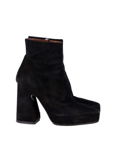 Proenza Schouler Block Heel Platform Boots in Black Suede