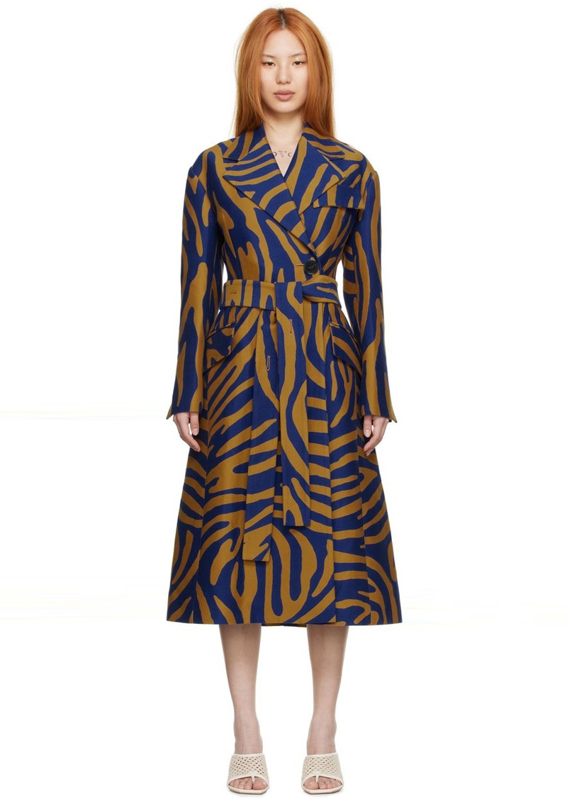 Proenza Schouler Blue & Brown Cotton Coat