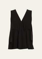 Proenza Schouler Casey Cinched Crepe Top with Bow Details