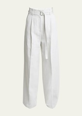Proenza Schouler Dana Belted Cotton-Blend Suiting Puddle Pants