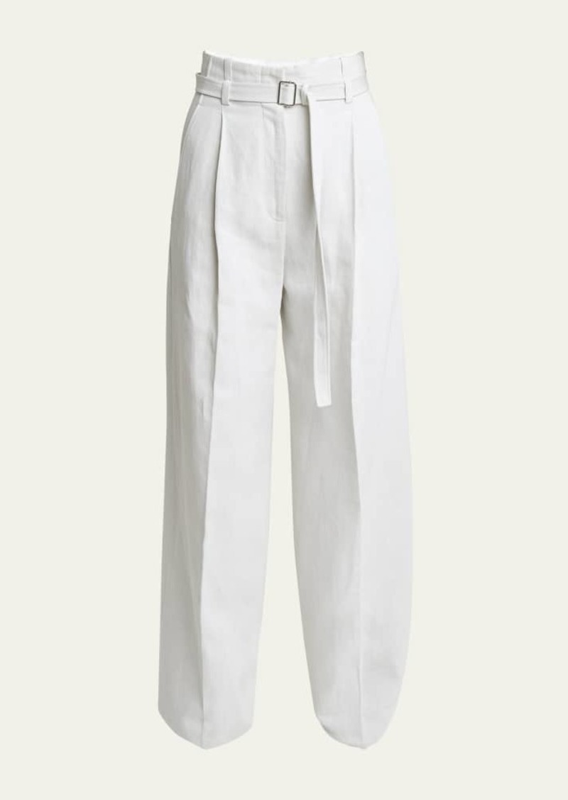 Proenza Schouler Dana Belted Cotton-Blend Suiting Puddle Pants